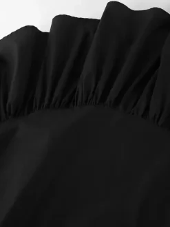 High Waist Ruffle High Low Hem Black Women Skirt Asymmetrical Midi Skirt