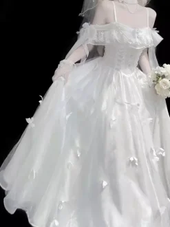 Hime Wedding Sweet Lolita Sleeveless Pearls White Lolita Dress Daily Casual Dress