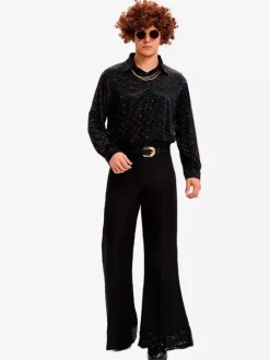 Hippie Costume Black Vintage Set Elegant Long Sleeves Retro Costumes For Man