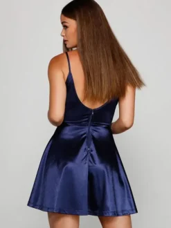 Homecoming Dress 2026 Short A-Line V-Neck Satin Party Dress Free Customization