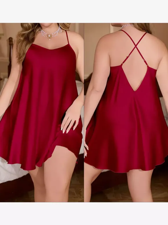 Home Wear Straps Neck Sleeveless Backless Lounge Dress