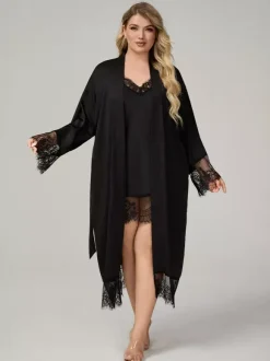 Home Wear V-Neck Long Sleeves Clothes Chiffon Outfit Sexy Sets