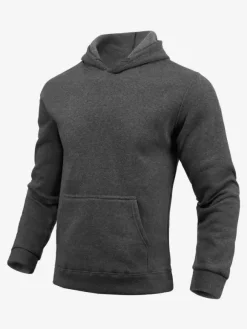 Hoodies For Men Fleece Solid Color Hooded Pullovers Casual Long Sleeves Top