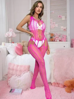 Hosiery Bodystockings Sheer Fishnet See-Through Mesh Rose Lingerie