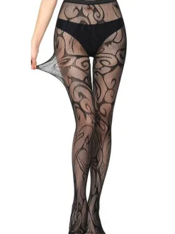 Hosiery For Women Black Sheer Animal Print Cut Out Nylon Lingerie