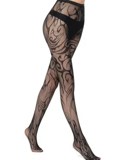 Hosiery For Women Black Sheer Animal Print Cut Out Nylon Lingerie