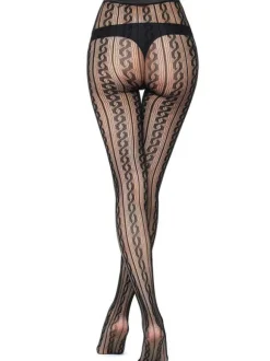 Hosiery For Women Black Sheer Geometric Cut Out Nylon Sheer Sexy Hosiery