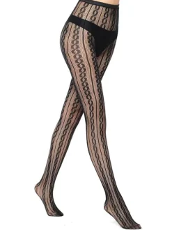 Hosiery For Women Black Sheer Geometric Cut Out Nylon Sheer Sexy Hosiery
