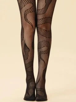 Hosiery Hosiery For Women Black Snake Print Nylon 1 Piece Lingerie