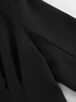 Hourglass Tailored Women's Black Blazer - Structured Shoulder Single-breasted Cinched Jacket - Corporate Core Casual Workwear Outer 2026