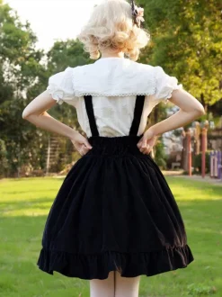 Idol clothes Lolita SK Angel Beats Floral Print Black Ruffles Lolita Skirts