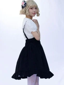 Idol clothes Lolita SK Angel Beats Floral Print Black Ruffles Lolita Skirts