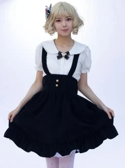 Idol clothes Lolita SK Angel Beats Floral Print Black Ruffles Lolita Skirts