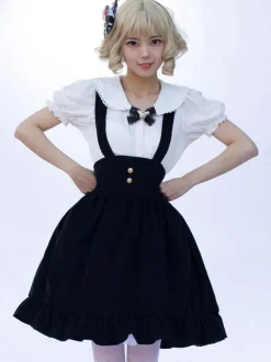 Idol clothes Lolita SK Angel Beats Floral Print Black Ruffles Lolita Skirts