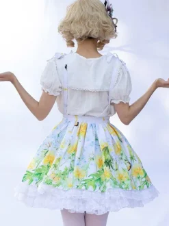 Idol clothes Lolita SK Angel Beats Ruffles As Image Floral Print Lolita Skirts