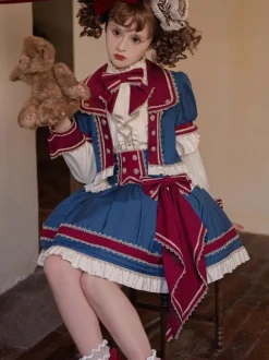 Idol clothes Lolita Skirt Deep Blue Bows Grommets Lolita Skirts