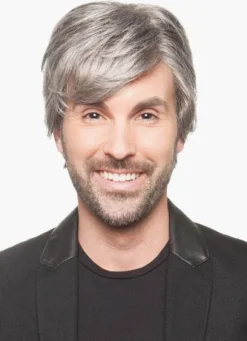 10-Inch Men's Siver-Grey Side Parting Fiber Wig