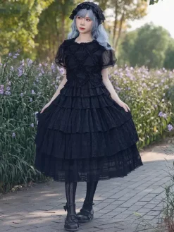Infanta Lolita SK Pleated Black Lolita Skirts
