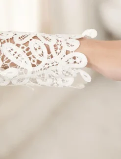 Ivory Wedding Dress Lace Long Sleeve Knee Length Bridal Dress Free Customization
