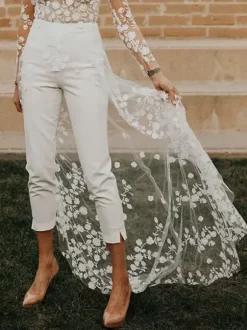 Ivory Bridal Tea-Length Sheath Pants