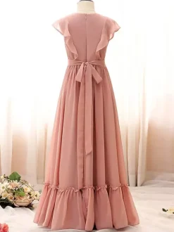 Ivory Sweet Sleeveless Sash Flower Girl Dress Dinner Dresses