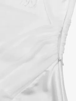 Ivory V Neck Satin Maxi Dress For Women Elegant Formal Style