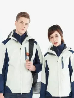 Jacket For Men Color Block Zipper Polar Fleece Stylish