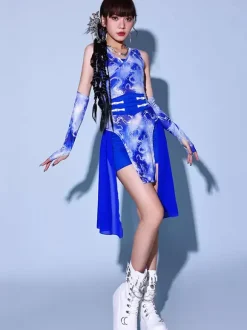 Jazz Dance Costumes Women's Chiffon Lycra Spandex  Gloves Dress Tights Dancing Wear