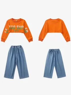 Jazz Dance Costumes Women's Polyester Top Pants Dancing Wear