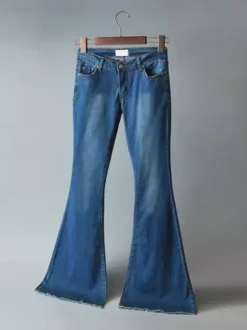 Jeans For Women Fashion Bell Bottoms Zipper Fly Button Fly Blue Denim Pants