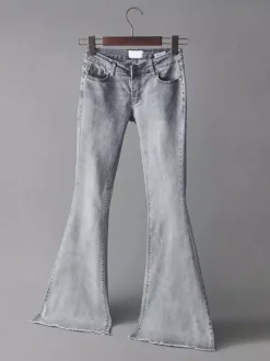 Jeans For Women Fashion Bell Bottoms Zipper Fly Button Fly Blue Denim Pants