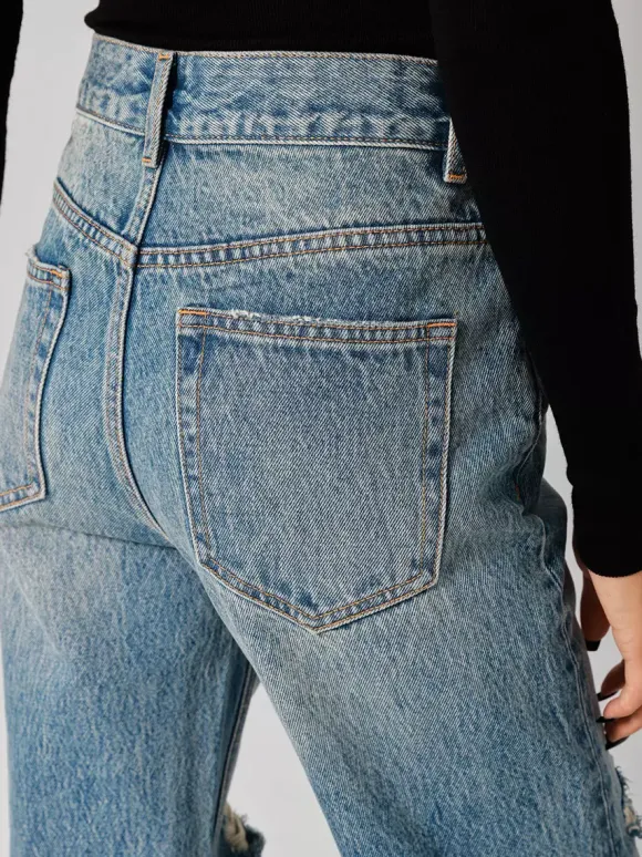 Jeans Women's Bottoms For Woman Casual Raised Waist Jeans