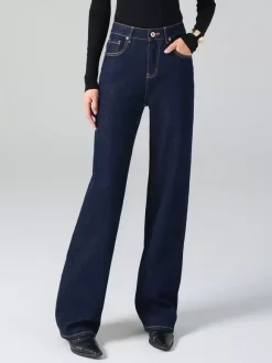 Jeans Women's Bottoms For Woman Wide Cool Cotton Elegant Jeans