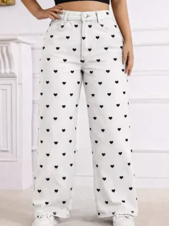 Jeans Women's Bottoms Printed Cool Wide Casual Jeans
