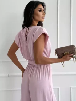 Jumpsuits Light Apricot Cowl Neck Sleeveless Straight Summer One Piece Outfit