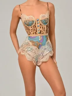 Jumpsuits Teal Straps Neck Sleeveless Lace Up Clothes Skinny Summer Playsuit