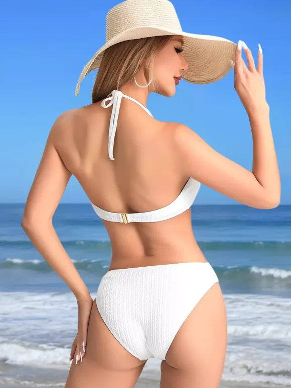 Keyhole Cut-Out Monokini Solid Color One-Piece Swimsuit For Summer 2026