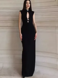 Keyhole Cutout Sleeveless Bodycon Maxi Dress For Women 2026