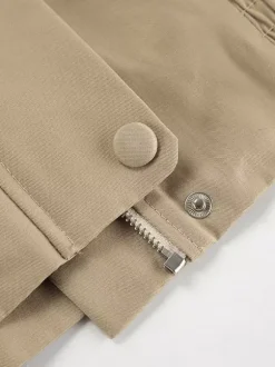 Khaki Lightweight Women's Bomber Jacket - Minimalist Collared Zip-Up Outerwear - Quiet Luxury Spring Casual Streetwear 2026