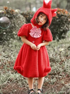 Kids Carnival Cosplay Costumes Bunny Dress with Hood Hat for Child