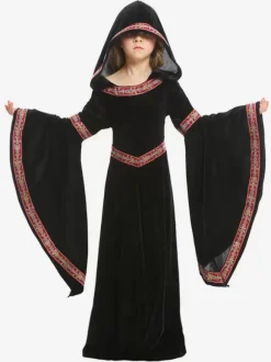 Kids Carnival Costumes Burgundy Vampire Velour Clothes Cosplay Wears For Child
