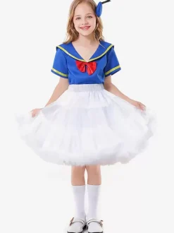 Kids Halloween Costumes Blue Halloween Polyester Fiber Polyester Set Kid's Skirt Top