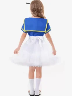 Kids Halloween Costumes Blue Halloween Polyester Fiber Polyester Set Kid's Skirt Top