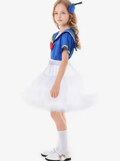 Kids Halloween Costumes Blue Halloween Polyester Fiber Polyester Set Kid's Skirt Top
