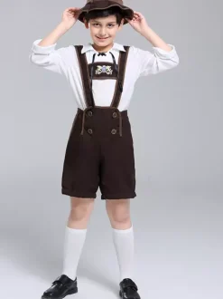 Kids Halloween Costumes Deep Brown Halloween Set Kid's Polyester Pants Top