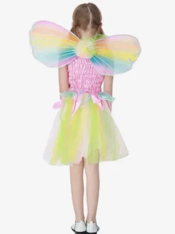 Kids Carnival Costumes Wears Angel Rainbow Petal Child Dress Cosplay Outfits
