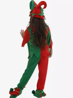 Kids Christmas Elf Costume Outfit 4 Piece Set Halloween