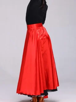 Kids Flamenco Dance Dress Paso Doble Costumes Red Long Spanish Skirt