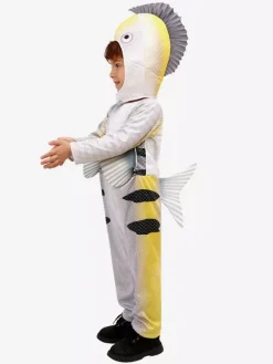 Kids Flounder Costumes White Halloween Carvinal Jumpsuit And Hat Set