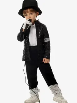 Kids Halloween Costumes Black Halloween Set Kid's Polyester Overcoat Pants